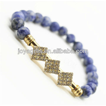 Natürlicher Edelstein Sodalite Handgemachtes Freundschafts-Armband mit Kristall